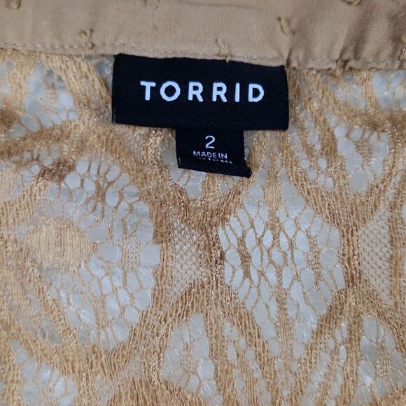 Torrid -374 Swiss Dot Crochet Inset Tank‎ Indian Tan Women's Plus size 2 - 2X - Picture 6 of 10